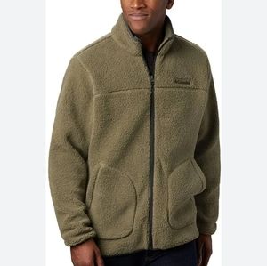 Columbia Men's Rugged Ridge II Full Zip Sherpa Fleece Jacket, Stone Green/Shark